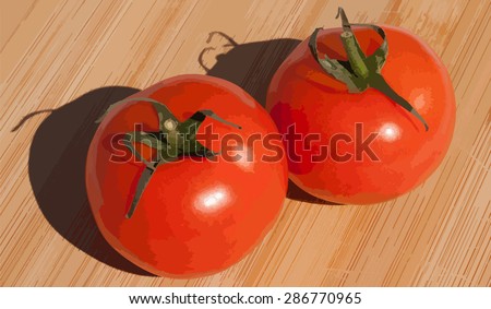 tomato on wood chopping board