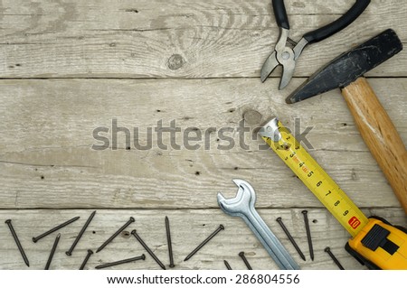 Handyman Tools on a Wooden Table