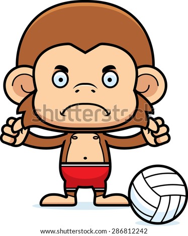 A cartoon beach volleyball player monkey looking angry.