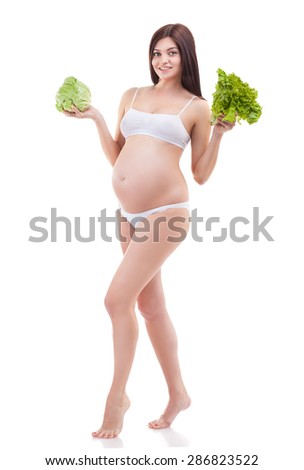 proper nutrition during pregnancy, pregnant on white background