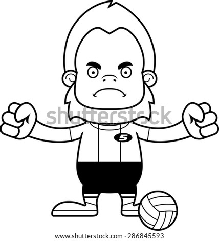 A cartoon volleyball player sasquatch looking angry.