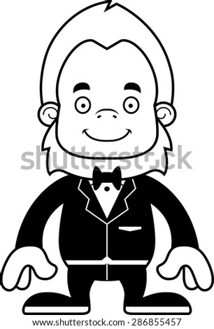 A cartoon groom sasquatch smiling.