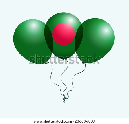 Balloons in Vector White Red as Bangladesh National Flag 