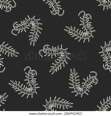 Centipede doodle seamless pattern background