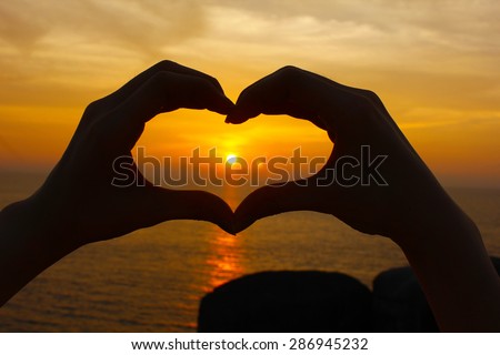 Love shape hand silhouette