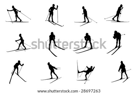 collection of ski silhouettes