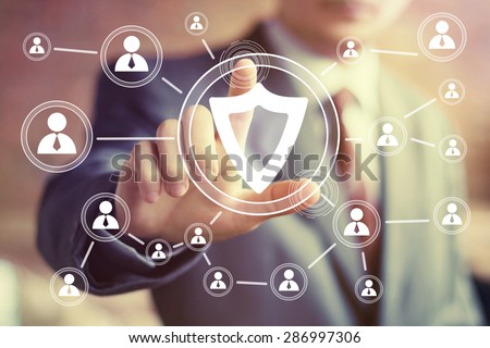 Businessman hand press telephone web button icon