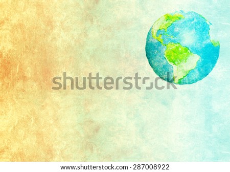 Grunge background with abstract world map printed on paper texture