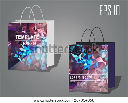  Paper Bag  White and Black,Templates. Design Abstract geometric polygon - eps10 vector