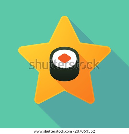 Illustration of a long shadow star with a sushi