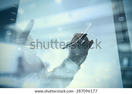 businessman hand working with new modern computer and business strategy as concept Royalty-Free Stock Photo #287096177