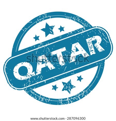Round rubber stamp with word QATAR and stars, isolated on white