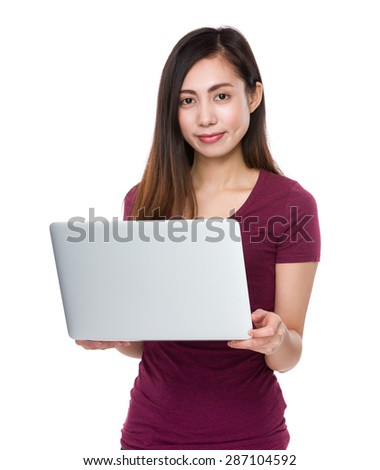 Young girl use of notebook computer