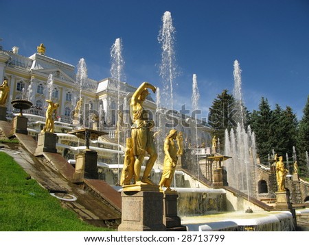 St. Petersburg (Russia) sculptures and fountains Royalty-Free Stock Photo #28713799