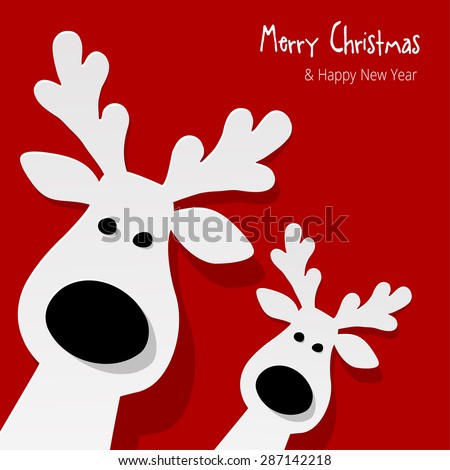 Christmas Reindeer on a red background Royalty-Free Stock Photo #287142218