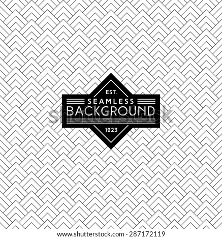 art deco monochrome seamless arabic black and white wallpaper or background with hipster label or badge
