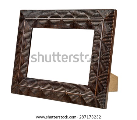 Decorative empty bronze picture frame isolated on white background with clipping path