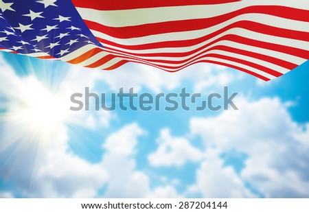 American flag on sky background . USA election day