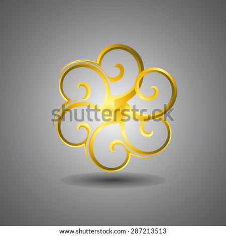 fashion, pattern, royal ,tracery spiral logo vector design in gold color