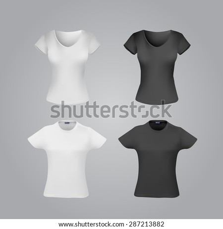 Black and white t-shirt templates for women, vector eps10 illustration.