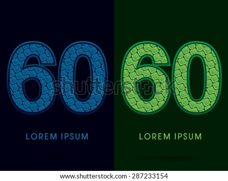 60 Number, Abstract Font, Text, Typography, concept luxury natural blue and green, pattern, graphic vector