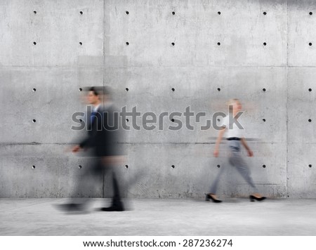 Business People Walking Blurred Motion Sparse Empty Concept