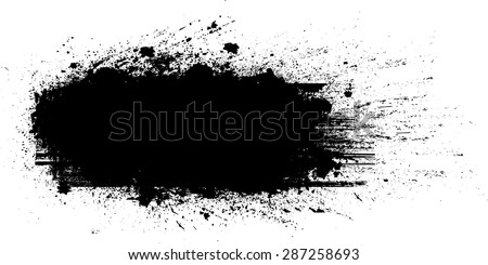 Ink Splash Background . Black Paint Splattered Shape . Grunge Texture . Vector 