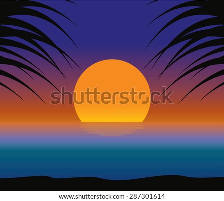 Beautiful SunSet on beach & Palm