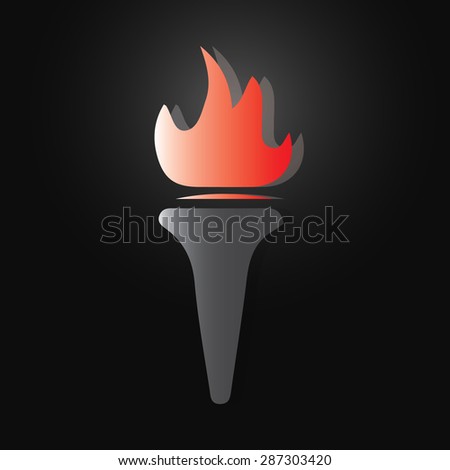 Torch icon on black background - Vector