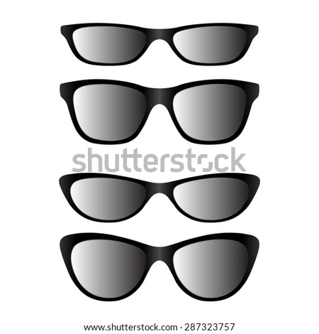 A set of fashionable glasses, isolated on white background. Vector illustration