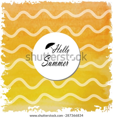 light yellow retro vintage isolate style with wave and sea on white background in summer wedding card.