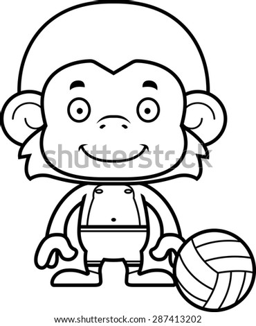 A cartoon beach volleyball player monkey smiling.