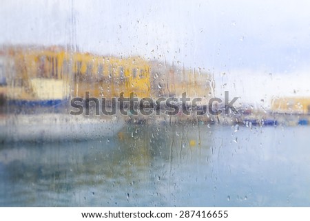 Blurred picture of a picturesque harbor 
