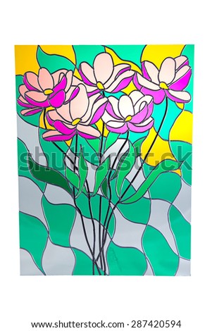 Bouquet of purple flowers - colour stained glass