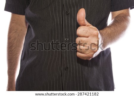 business man showing the thumbs up gesture 