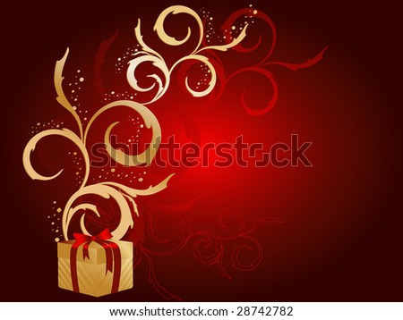 abstract floral design with gift box and copy space