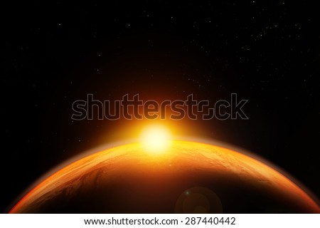 Abstract sci-fi background,Aerial view of sunrise/sunset over the earth planet. Elements of this image furnished by NASA