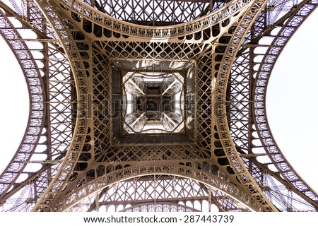 abstract view of details of Eiffel Tower in Paris, France