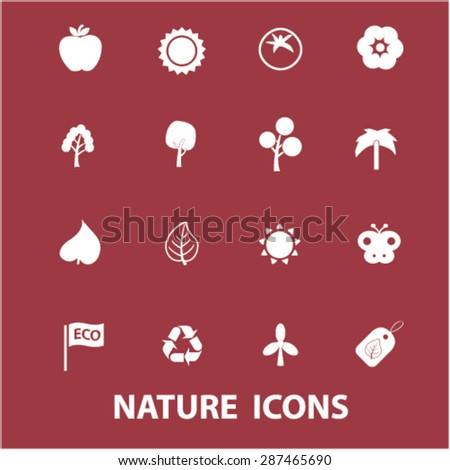 nature icons set, vector