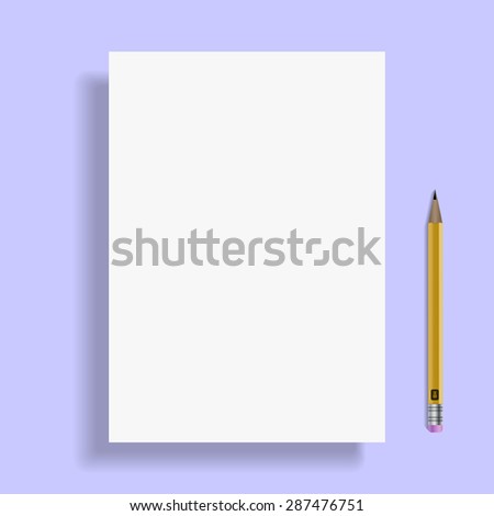 a4 paper mockup with pencil