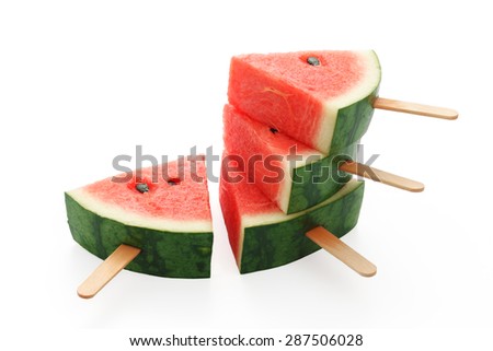 watermelon popsicle yummy fresh summer fruit sweet dessert white background