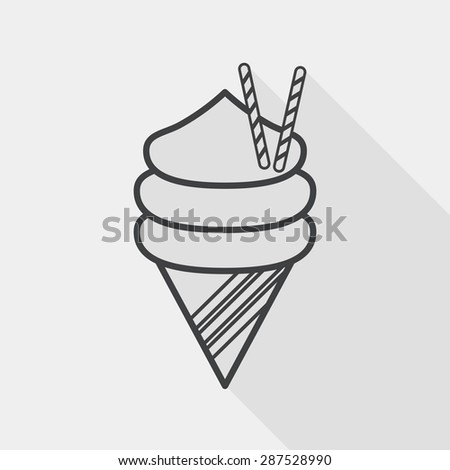 ice cream flat icon with long shadow, line icon