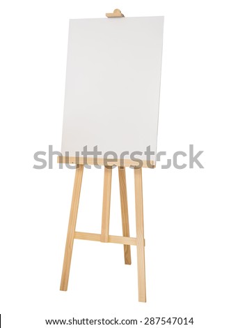 Mock up Canvas Painting stand wooden easel Art supply isolated Royalty-Free Stock Photo #287547014
