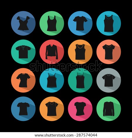 t-shirt fashion wear icon set