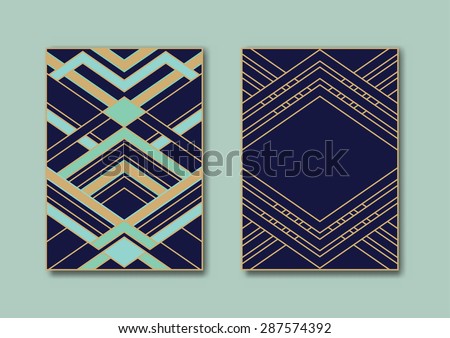 Design templates for flyers, booklets, greeting cards, invitations, retro parties and advertising. Art deco or Nouveau epoch 1920's gangster era vector.