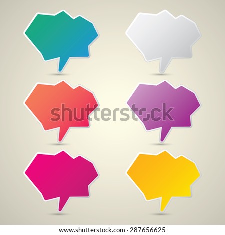 color vector paper speech bubble set.