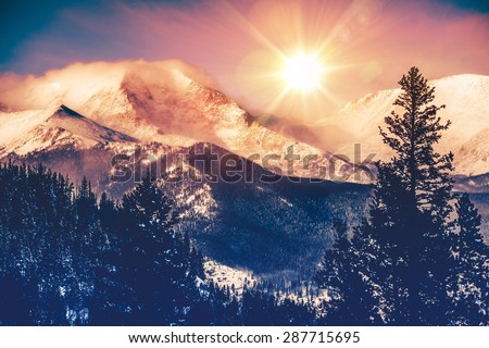 Colorado Mountains Vista in Abstract Color Grading. Rocky Mountain. Royalty-Free Stock Photo #287715695