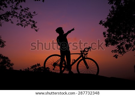 Cycling, purple sky