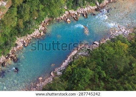 Top view to the river Tara, Montenegro, Europe Royalty-Free Stock Photo #287745242
