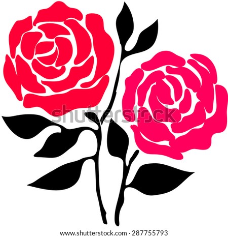 Abstract floral vector pattern. Red and black roses. Backgrounds & textures shop.